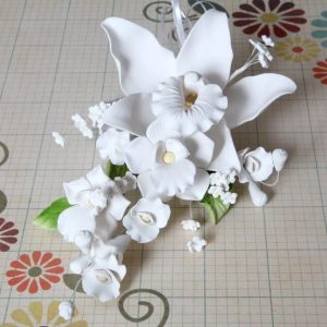 Orchid Spray White Gum Paste Medium Each