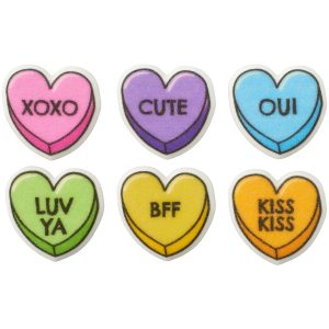 Candy Heart Dec-Ons 6 count