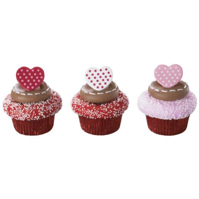 Polka Dot Heart Rings 12 count