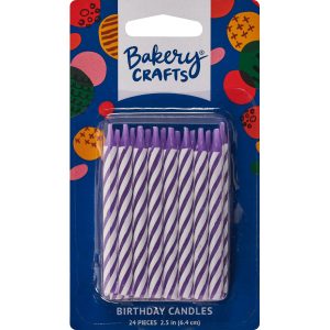 Purple Candy Stripe Candle 2 1/2″ 24 Pieces