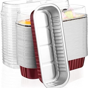 Burgundy Oblong Foil Pan with Lid 6 count