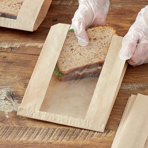 Kraft Grease Resistant Window Cookie/Bakery Bag/Pouch 6 1/2″ x 2″ x 8 1/2″ 12 Count