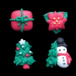 Mini Christmas Assortment 1/2 inch-1 inch Royal Icing 7 count