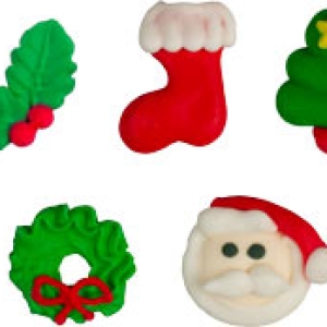 Tiny Christmas Mix 5/8 inch-3/4 inch Royal Icing 10 count
