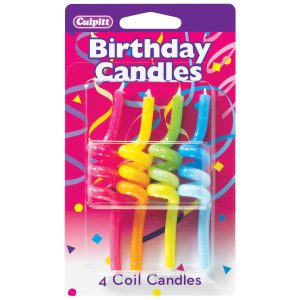 Glitter Coil Primary Candle 4 count