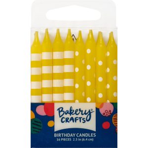 Dots & Stripes Candles Yellow 16 count