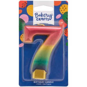 #7 Metallic Number Candle 3″ Each