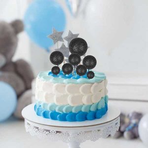 Black Mini Balloon Cake Topper Glitter Foam Ball Cake Picks Decorations 10 CT