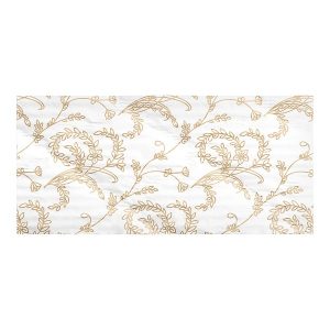 Glassine 1/2 lb. White Candy Box Pad with Gold Floral Pattern 5 3/8″ x 2 5/8″ 3-Ply 10 count