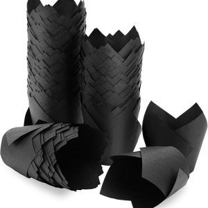 Black Tulip Cup 2″ Base X 1.5″- 3.2″ approx 50 count