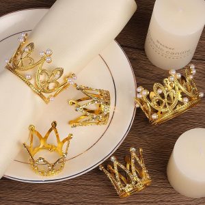 Gold Crown Cake Topper, Crowns for Flower Bouquets Mini Baby Crown Toppers for Flower Arrangements Glittering Cake Decoration for Girl Lady Bridal Wedding Birthday Party, 3 Style  6 Count