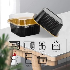 Black Mini Foil Square Pans with Lids 6 count