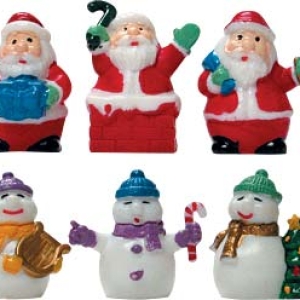 Santa or Snowmen Assortment 2 inch 3 count