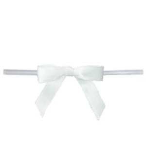 Small White Bow on Twistie Tie 12 count