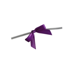 Small Purple Bow on Twistie Tie 12 count