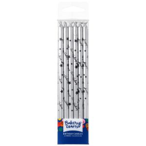 Silver with Black Happy Birthday Print 12 Candles