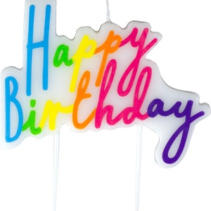 Large Happy Birthday Plaque w/ Picks 3″ X 4″ Each