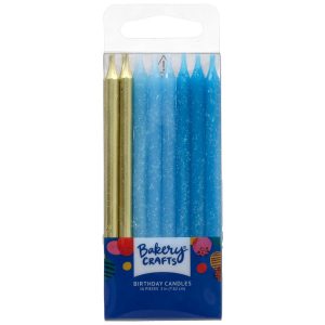 Blue Glitter & Gold Candle 16 Candles