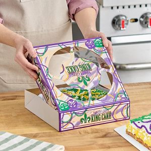 10″ x 10″x 2.5″ Mardi Gras Cake Box Each