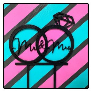 Mr & Mrs Diamond Ring Wedding Topper