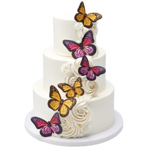 Yellow & Pink Butterflies Gum Paste 2 count