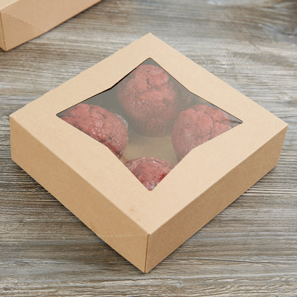 8" x 8" x 2 1/2" Brown Pie Box w/window Each