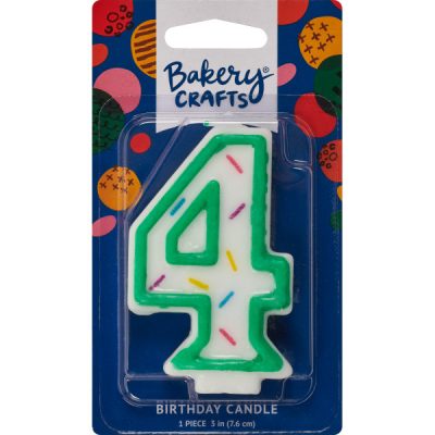 #4 Sprinkle Number Candle 3" Each