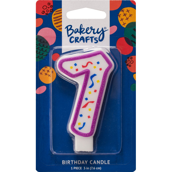 #7 Party Purple Number Candle 3" Each