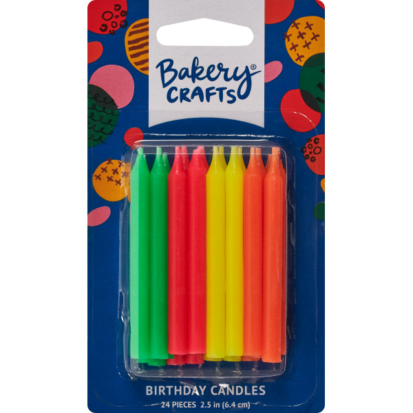 Neon Candles 2 1/2" 24 Pieces