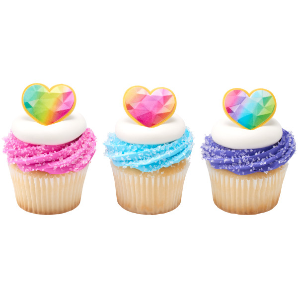 Rainbow Prism Heart Rings 12 count - Image 2