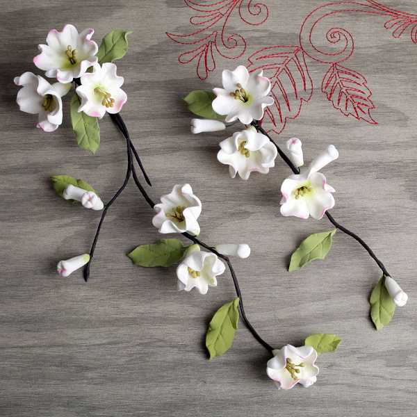 Cherry Blossom Spray White & Green Each