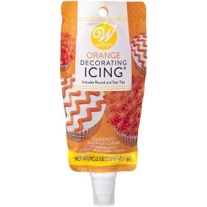 Orange Icing Pouch with Tips 8 oz