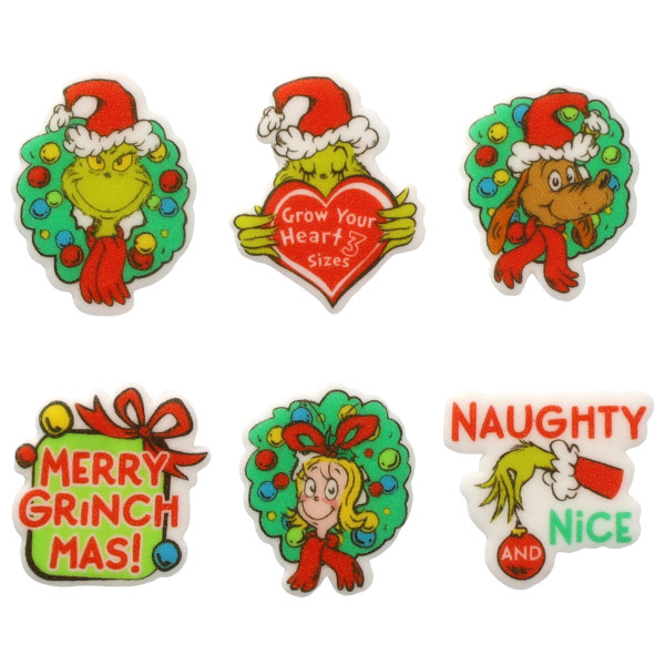 Grinch Merry Grinchmas Assortment Sweet Decor Printed Edible Decorations 6 count