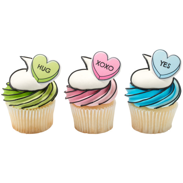 Candy Hearts Cupcake Rings 12 count - Image 2