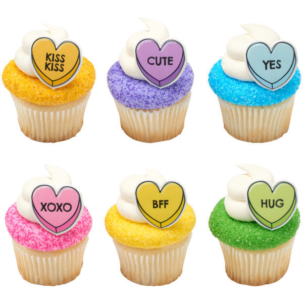 Candy Hearts Cupcake Rings 12 count - Image 3