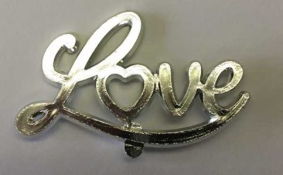 Love Silver 3" x 2" 2 count
