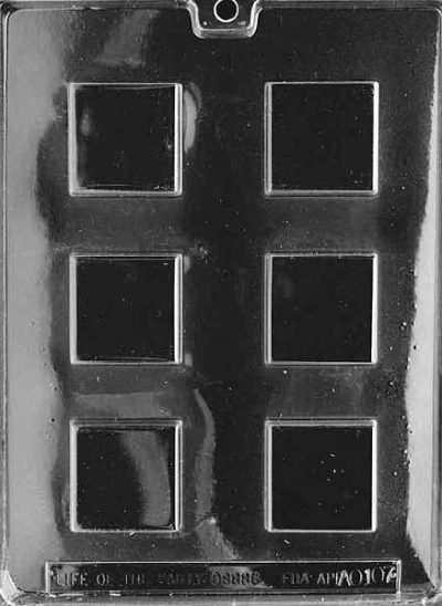 Squares 1 7/8 x 1 7/8 x 3/8" Candy Mold 6 cavity
