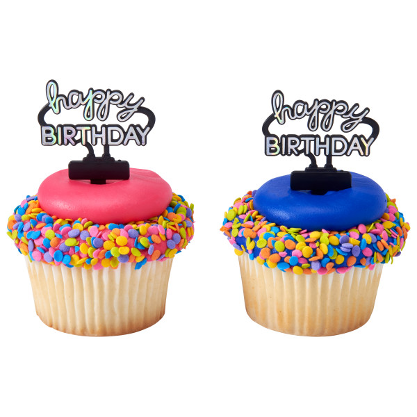 Neon Happy Birthday DecoPics 2 1/2" 12 count - Image 2