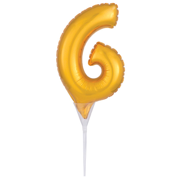Self Inflatable Gold Numeral 6 DecoPics Each