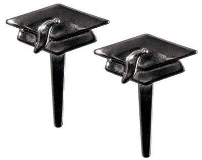 Grad Hat Black DecoPics 2" 12 count