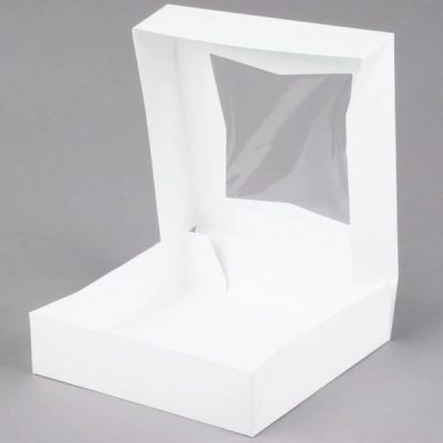10" x 10" x 2 1/2" White Pie Box w/window Each
