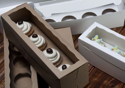 13" x 4" x 4" Brown/Brown with Window, One Piece Lock & Tab Box With Lid Each