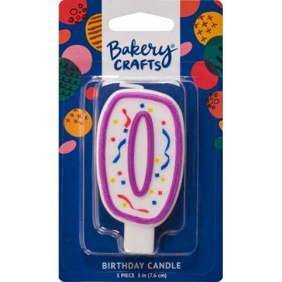 #0 Party Purple Number Candle 3" Each