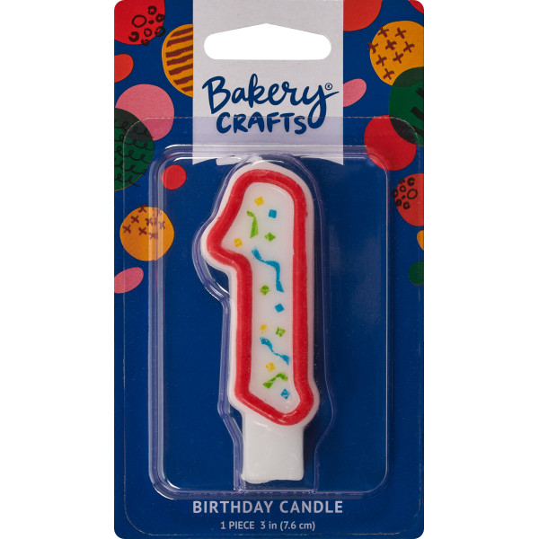 #1 Party Red Number Candle 3" Each