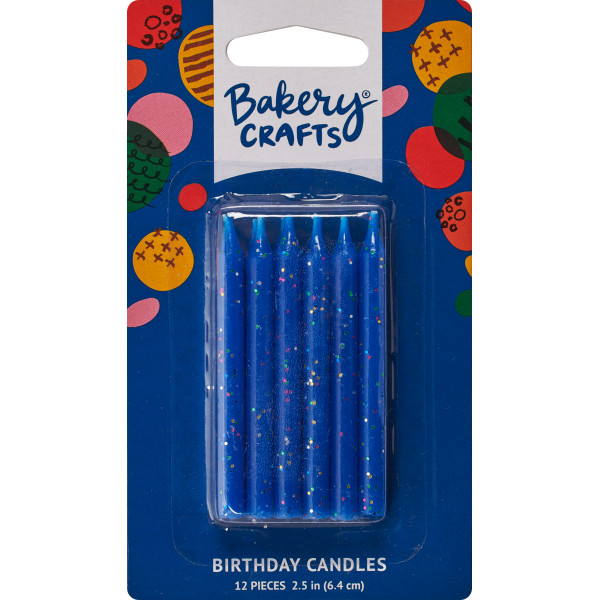 Blue Glitter Candle 2 1/2" 12 Count