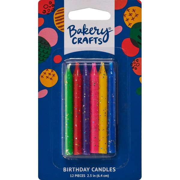 Glitter Candles Assorted 2 1/2" 12 Pieces