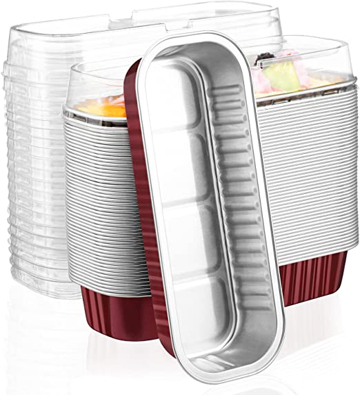 Burgundy Oblong Foil Pan with Lid 6 count
