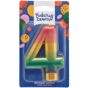 #4 Metallic Number Candle 3″ Each