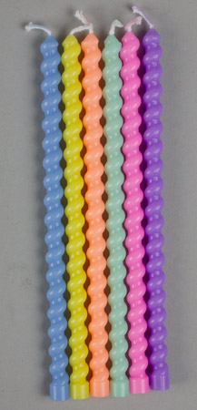 Party Candles Tall Pastel Wave Candles Asstorted 5" Set 12 Candles per set