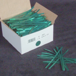 Green Metallic Twist Ties 50 count